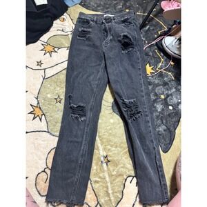 PacSun Ultra High Rise Slim Jeans Distressed Ripped Frayed Hem Women's